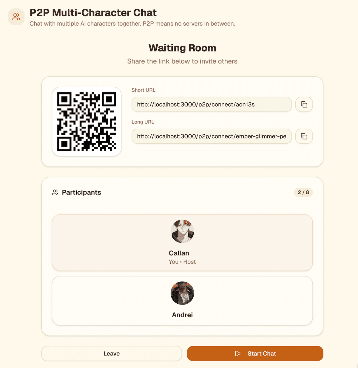 P2P Multi-Character Chat 1